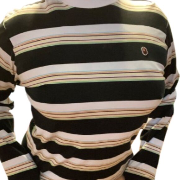 A Bathing Ape Classic Striped long sleeve crew neck shirt Size M NWOT - Picture 1 of 1
